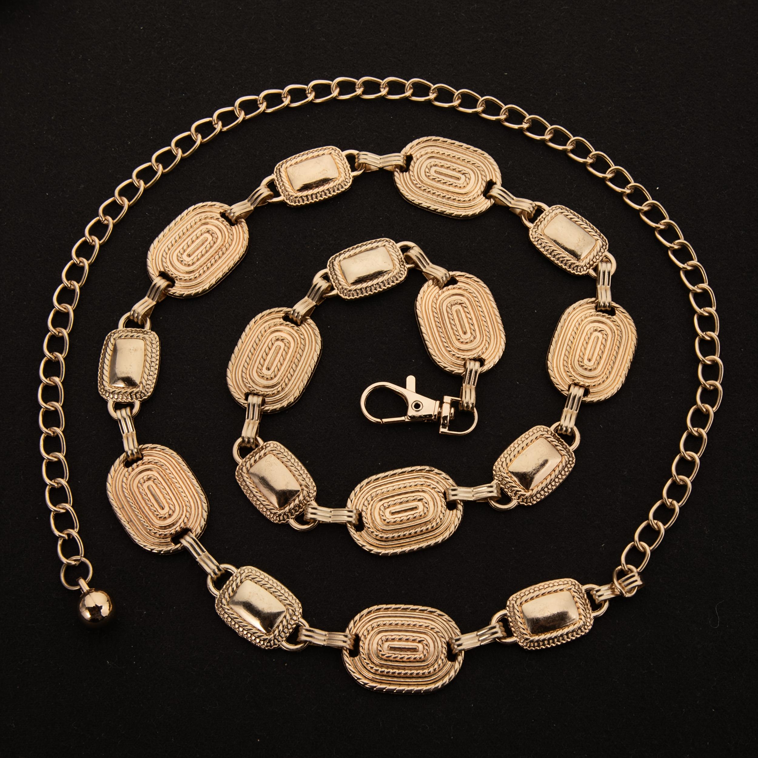 Boho Style Metal Waist Belt with Intricate Patterns Alloy Buckle